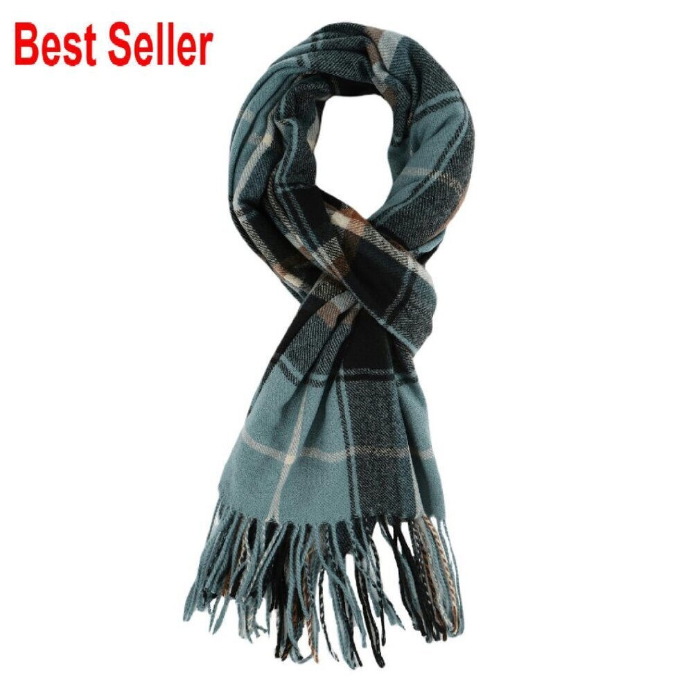 Oversized Cashmere Feel Plaid Scarf Winter Shawl Wrap Elegant Chic Accessory